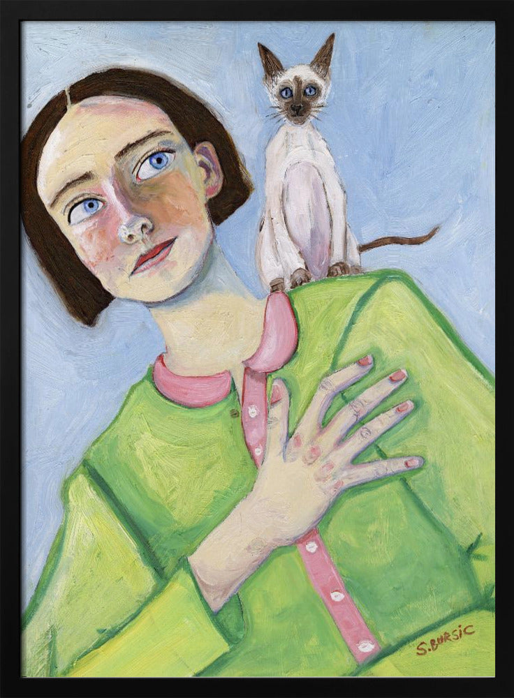 Mädchen mit Katze auf der Schulter | Poster