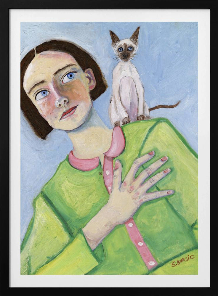 Mädchen mit Katze auf der Schulter | Poster