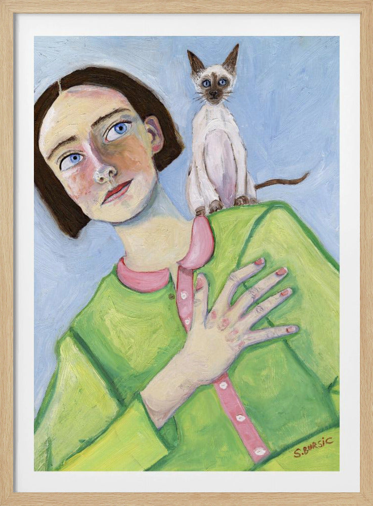 Mädchen mit Katze auf der Schulter | Poster