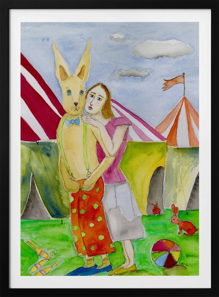 Zirkusartisten mit Kaninchen | Poster