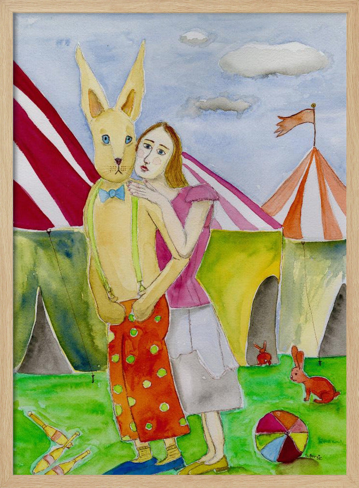 Zirkusartisten mit Kaninchen | Poster