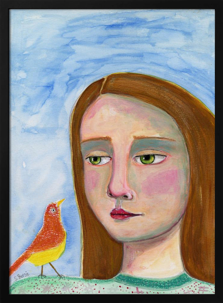 Dame mit kleinem Vogel | Poster