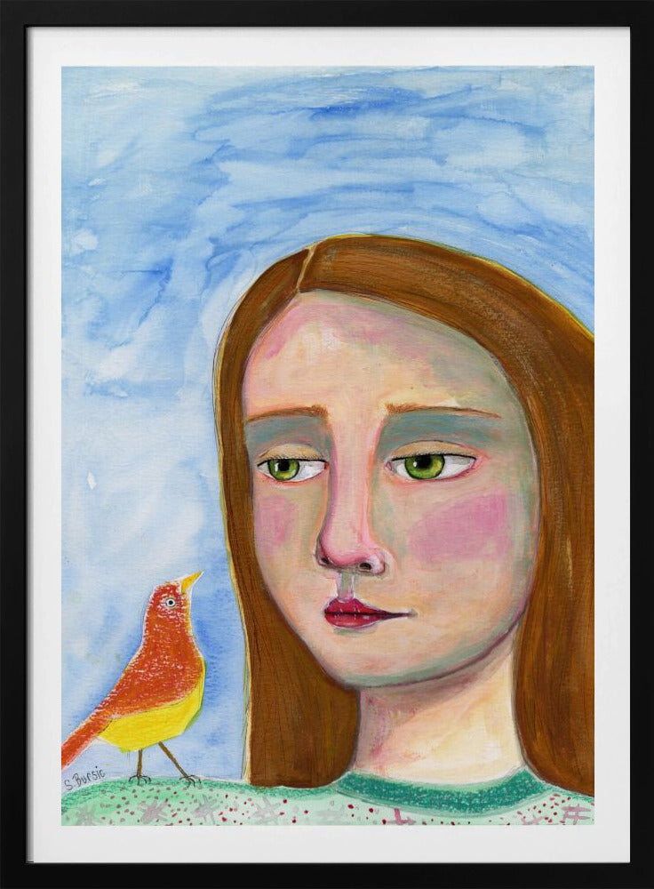 Dame mit kleinem Vogel | Poster