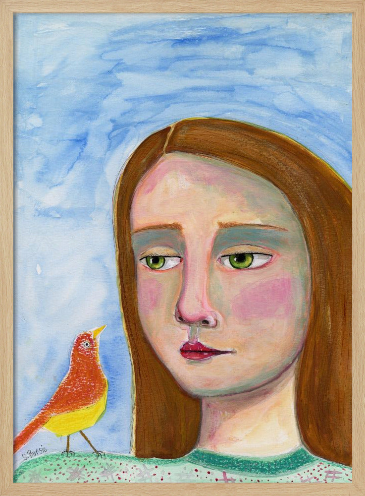 Dame mit kleinem Vogel | Poster