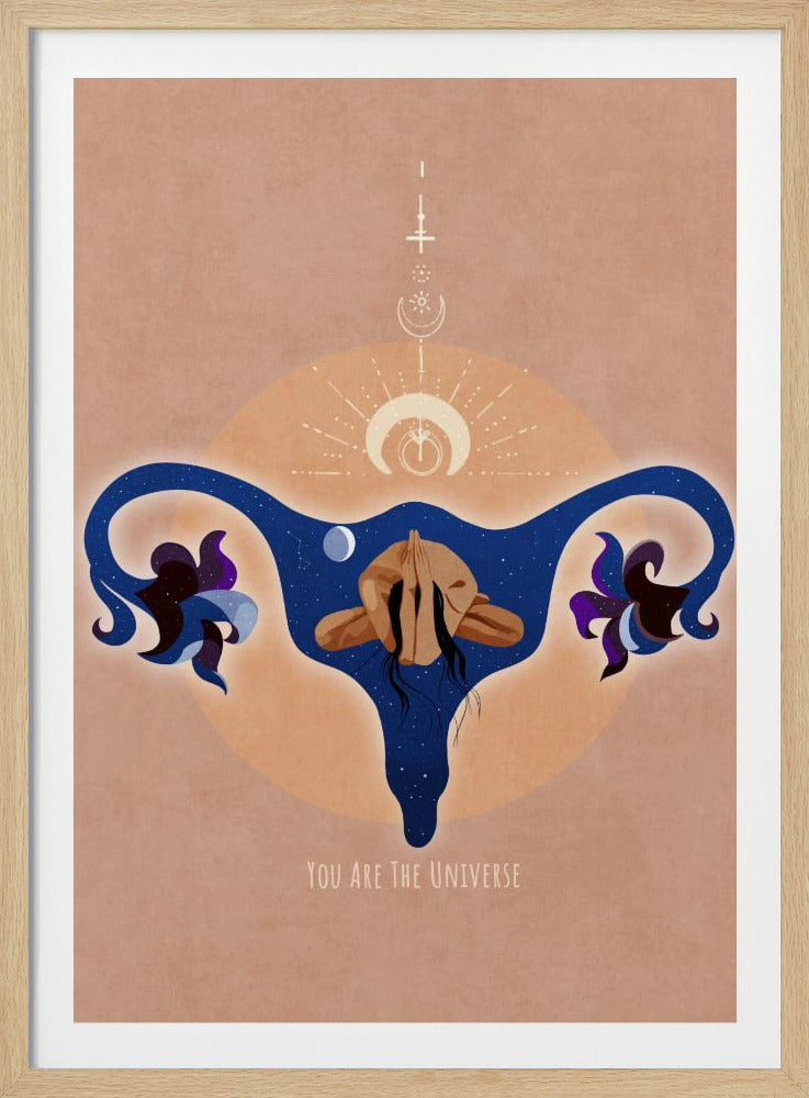 Spirituell, weiblich, Energie, Sterne, Mond, Vulva, Meditation, Yoga und Inspiration Poster Spir 1b | Poster