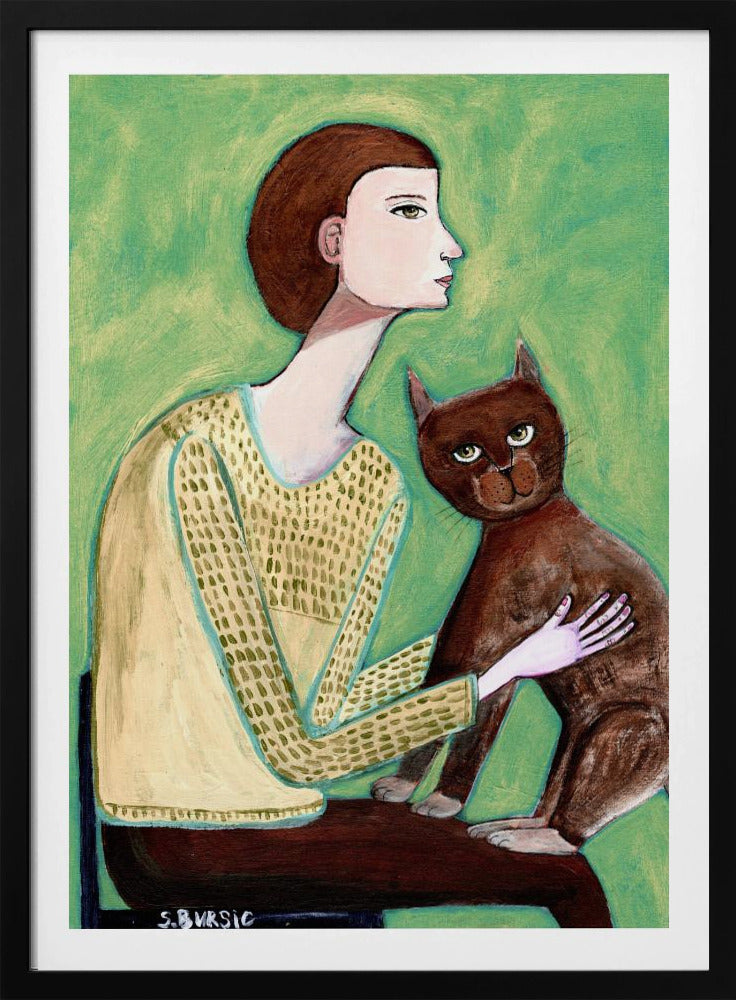 Frau mit Katze | Poster