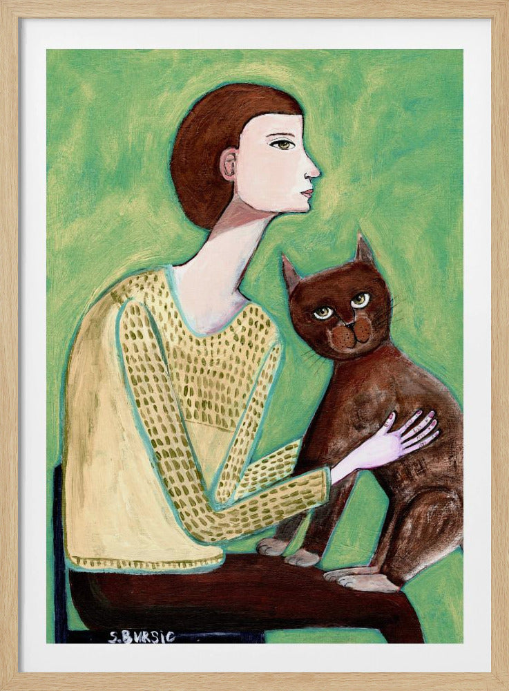 Frau mit Katze | Poster