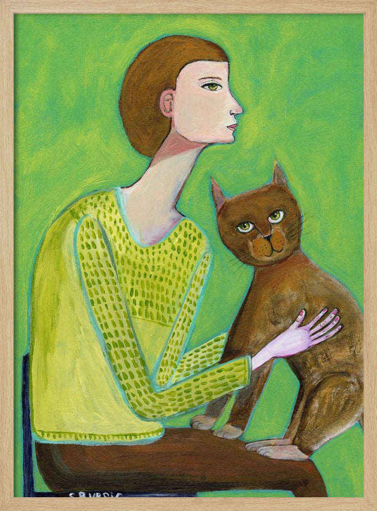 Frau mit Katze | Poster