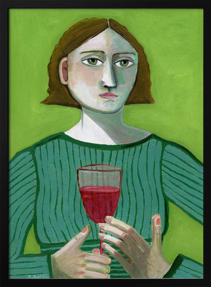 Dame mit Rotwein | Poster