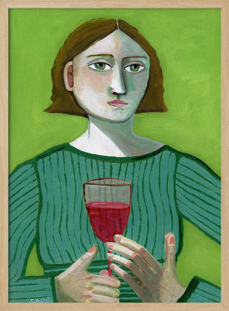Dame mit Rotwein | Poster