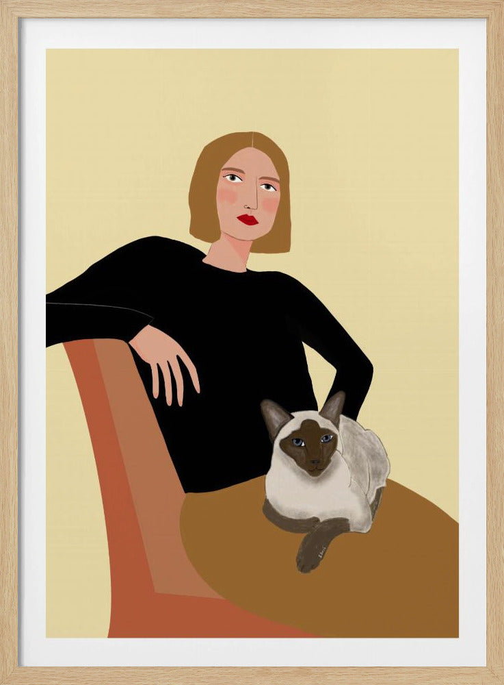 Dame mit Katze | Poster