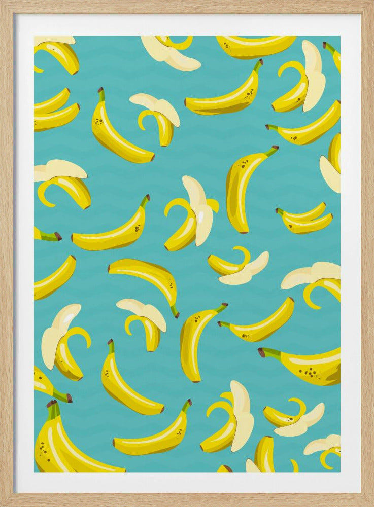Verspieltes Muster aus gelben Bananen | Poster