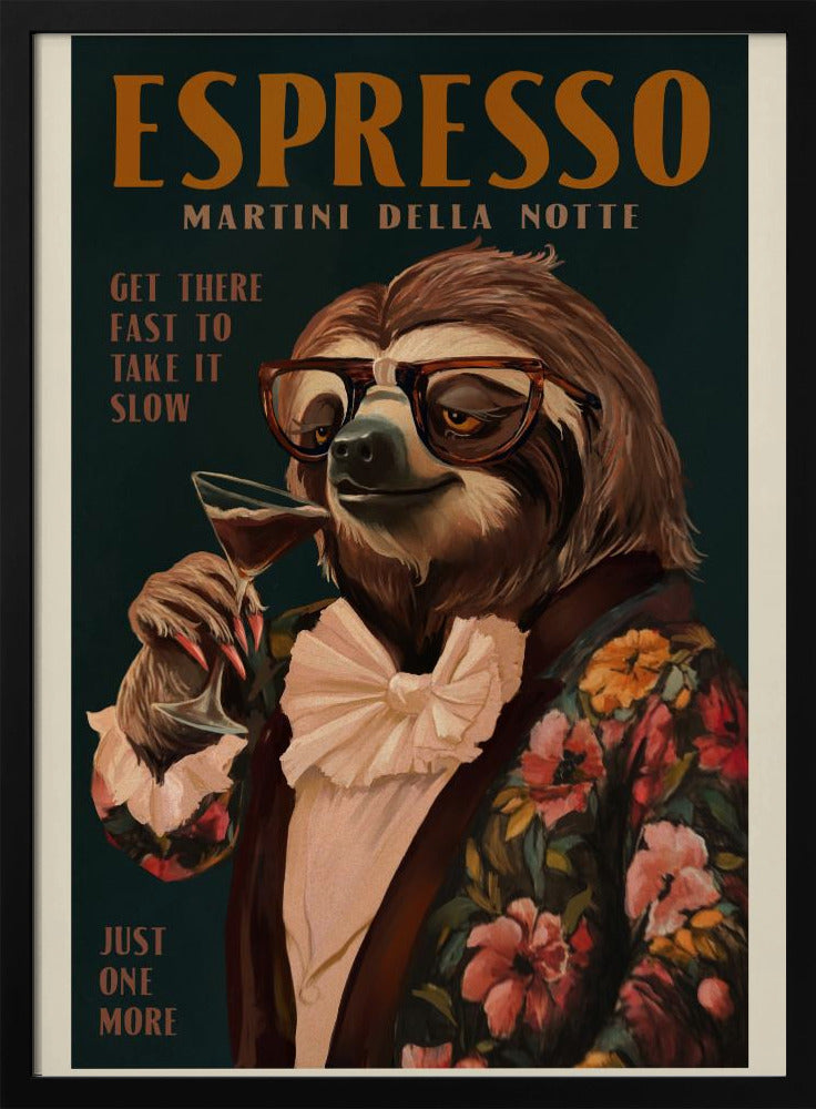 Art Deco Espresso Martini trinkendes Faultier | Poster