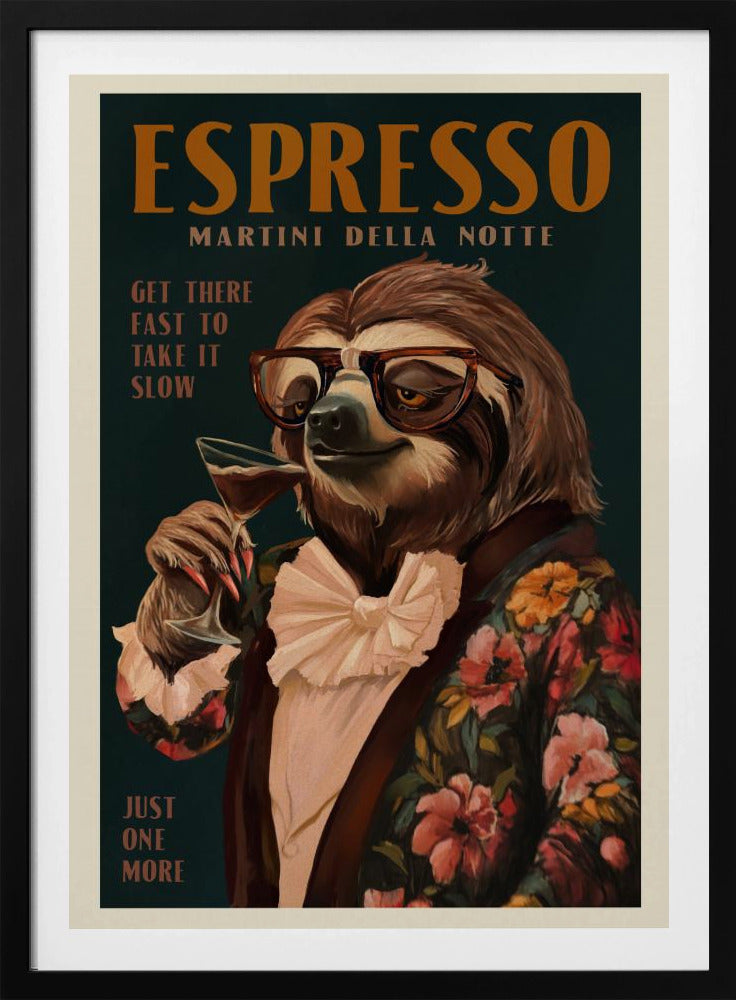 Art Deco Espresso Martini trinkendes Faultier | Poster