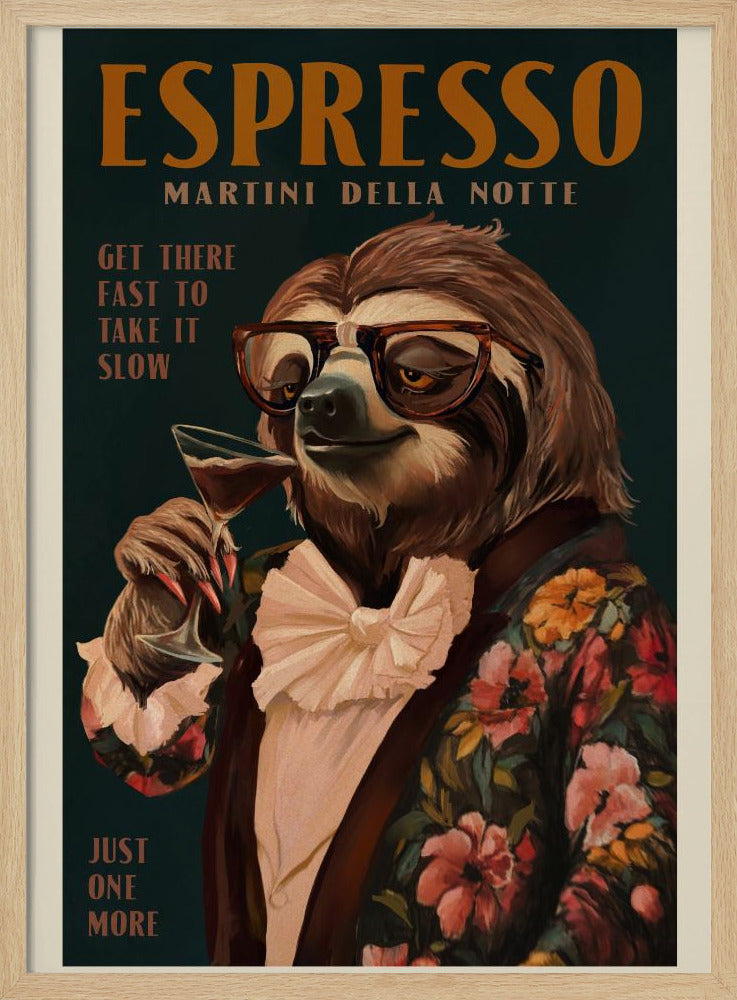 Art Deco Espresso Martini trinkendes Faultier | Poster
