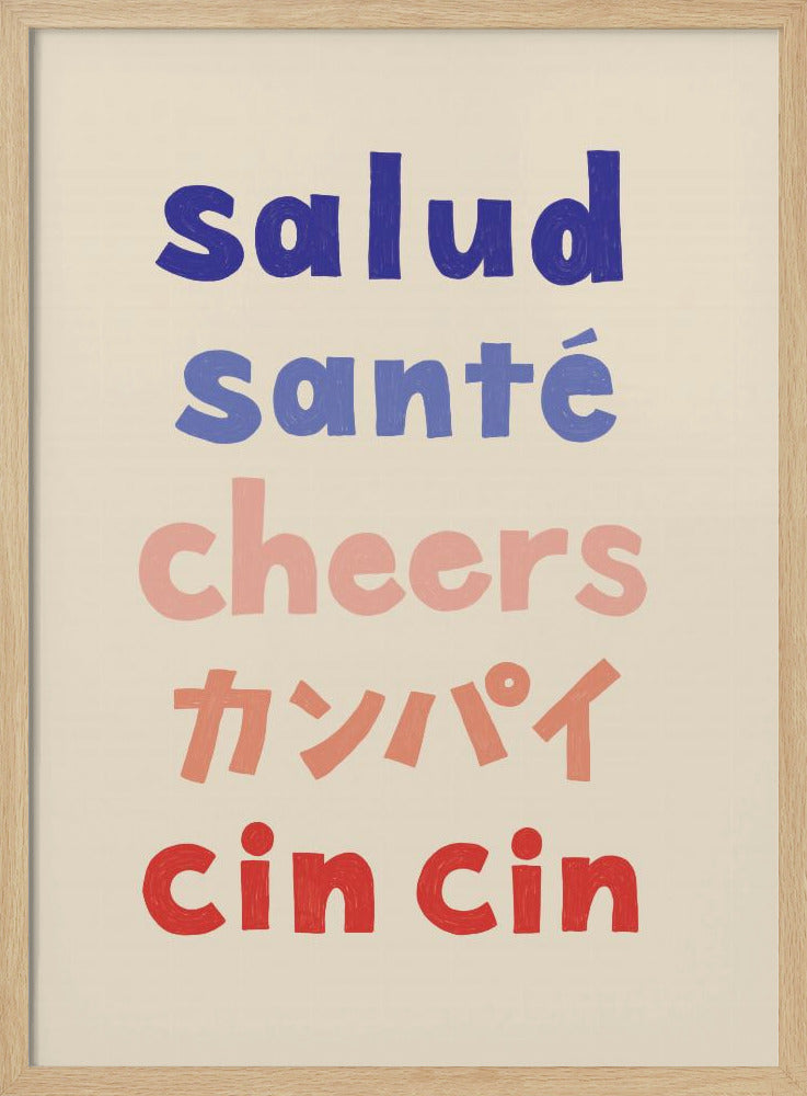 Prost Typografie - Salud Santé Prost Kanpai Cin cin | Poster