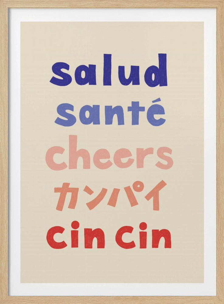 Prost Typografie - Salud Santé Prost Kanpai Cin cin | Poster