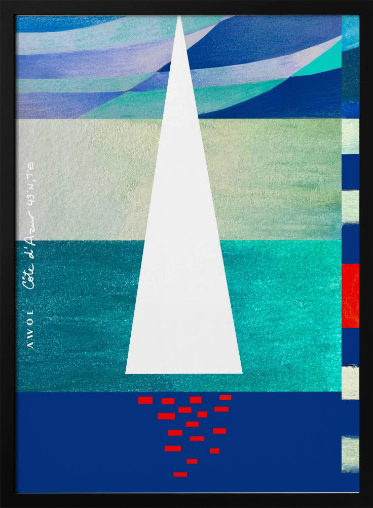Abstract Sailboat On The French Riviera, Colourful Côte d'Azur Art Print | Poster