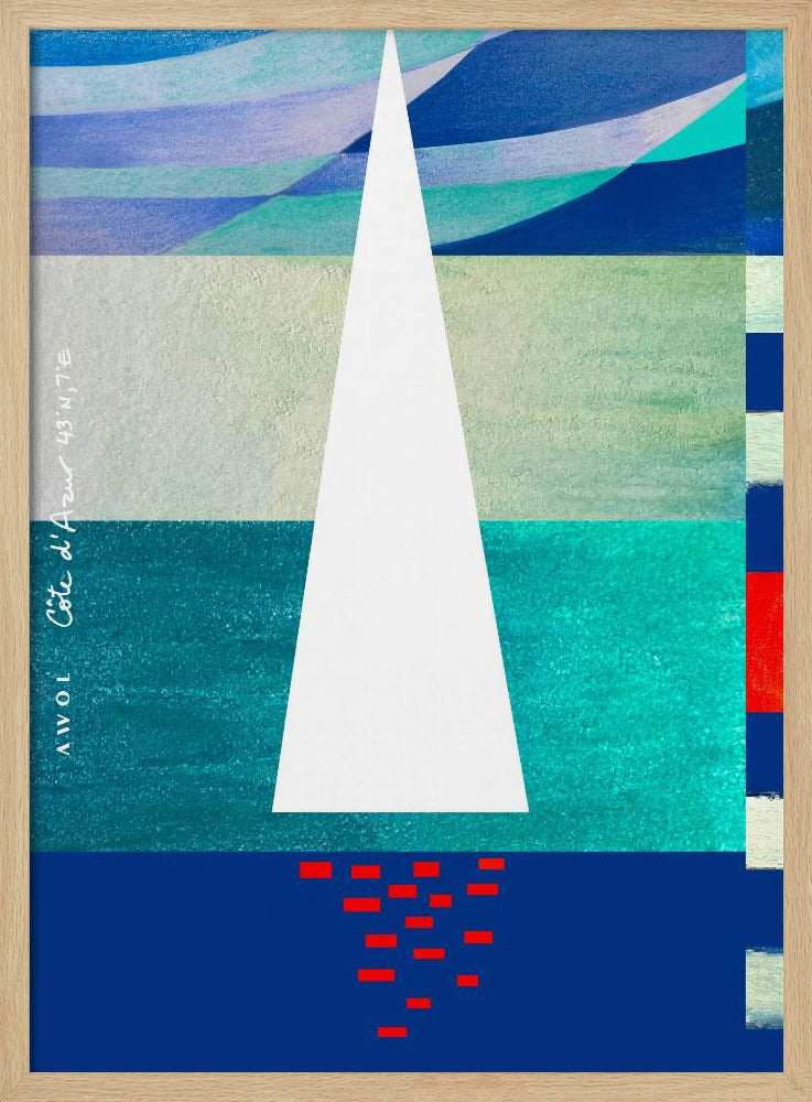 Abstract Sailboat On The French Riviera, Colourful Côte d'Azur Art Print | Poster