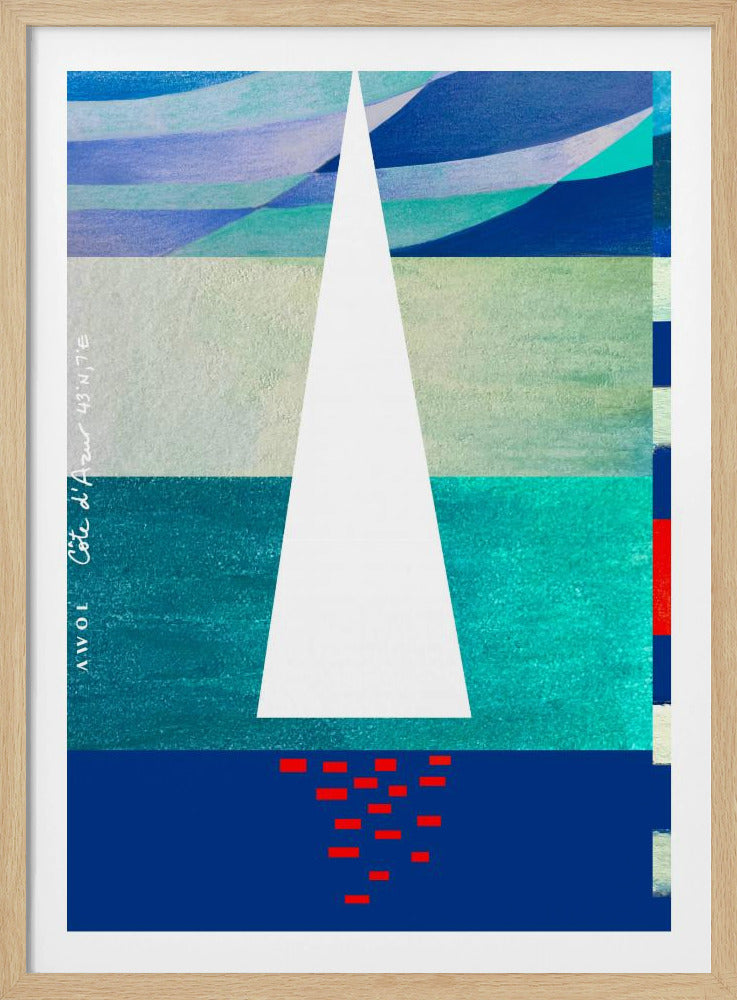 Abstract Sailboat On The French Riviera, Colourful Côte d'Azur Art Print | Poster