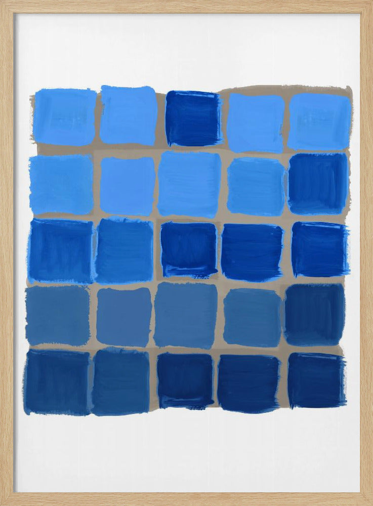 Blau kariertes Quadrat Poster