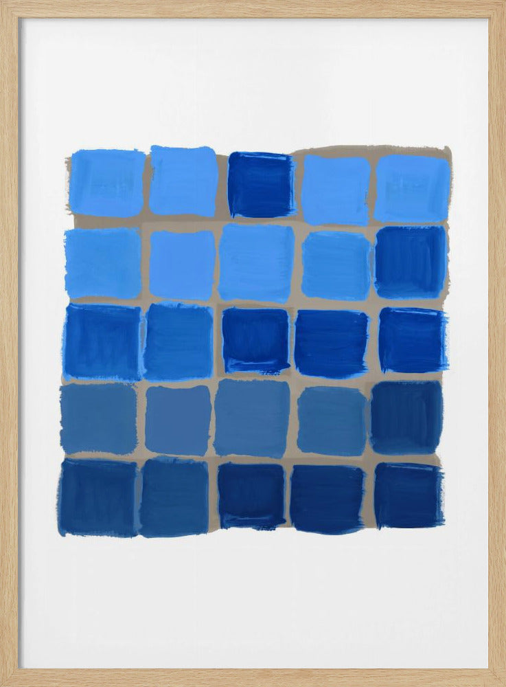 Blau kariertes Quadrat Poster