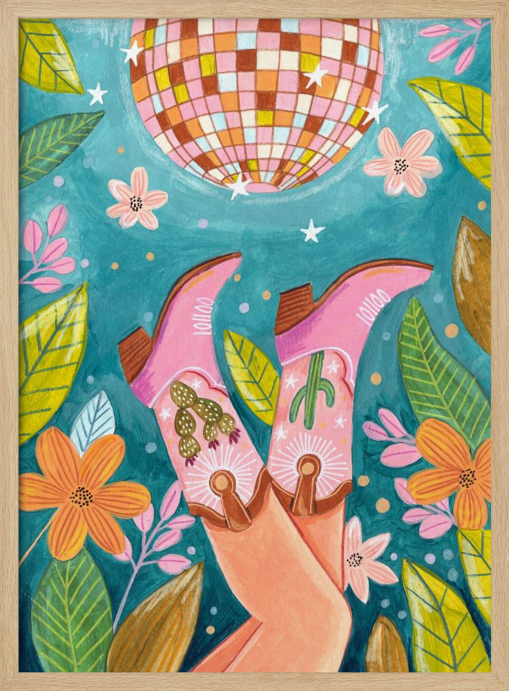 Cowboystiefel und Discokugel | Poster