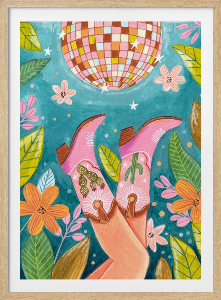 Cowboystiefel und Discokugel | Poster