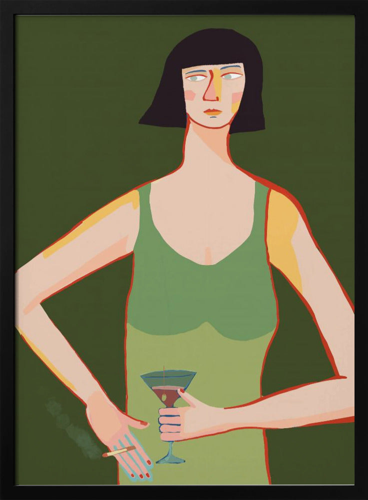 Dame mit Cocktail | Poster