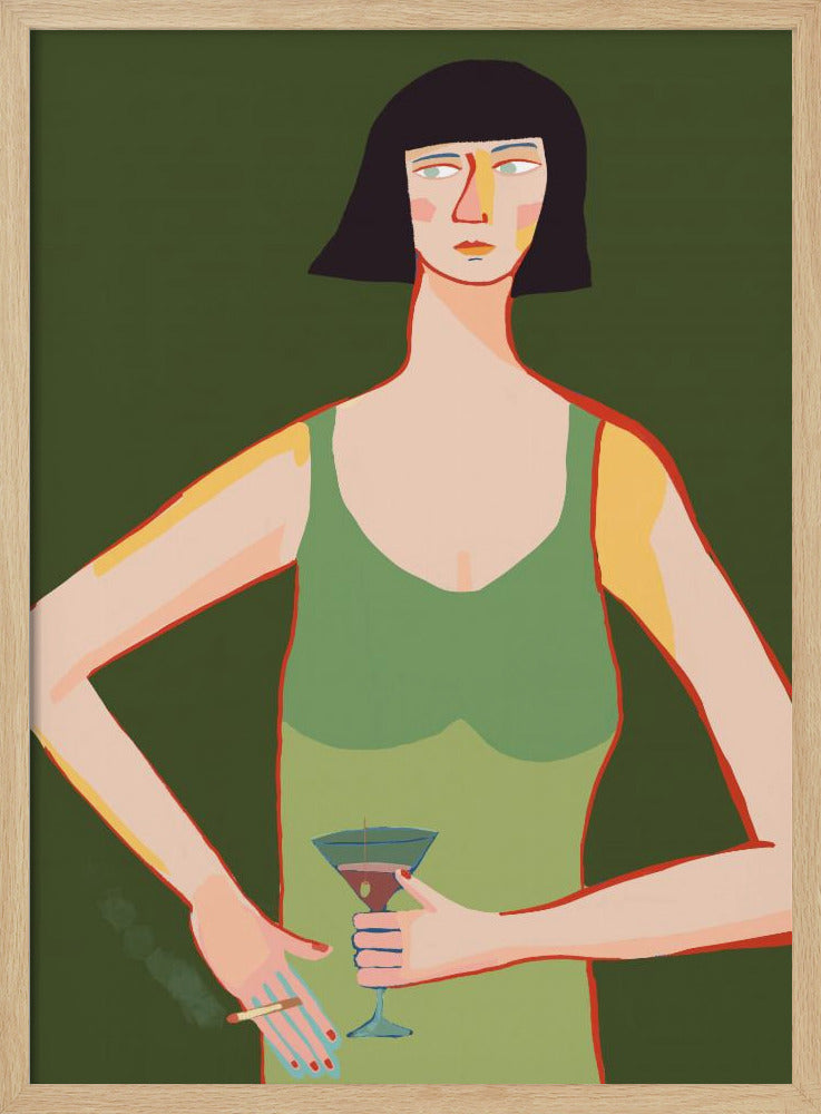 Dame mit Cocktail | Poster