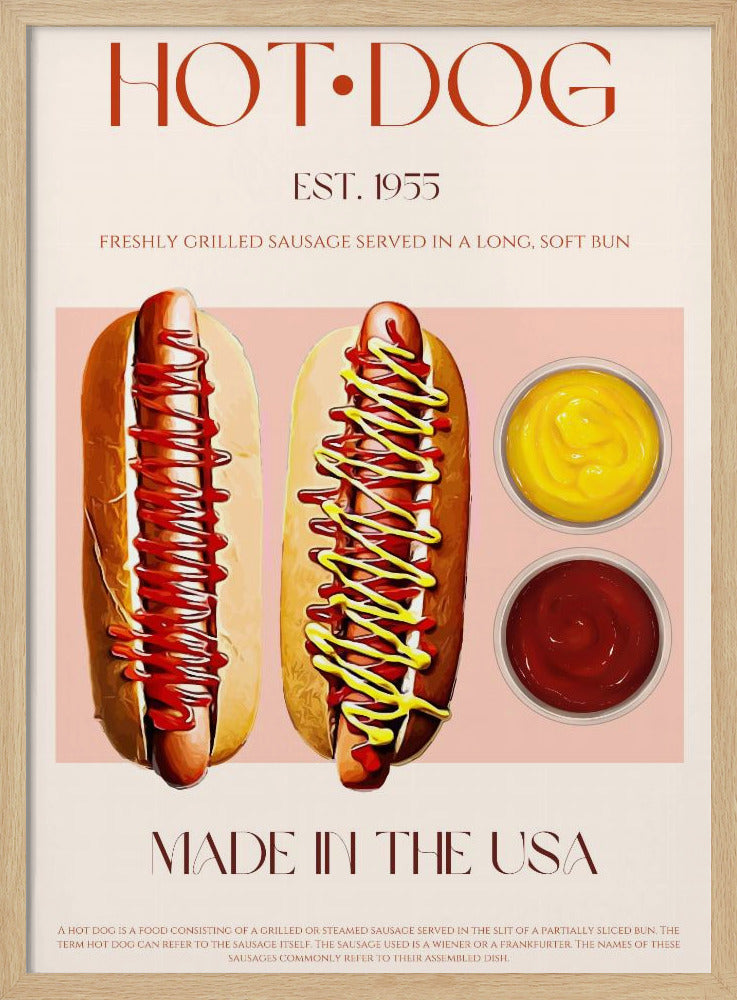 Hot Dogs mit Senf und Ketchup | Poster