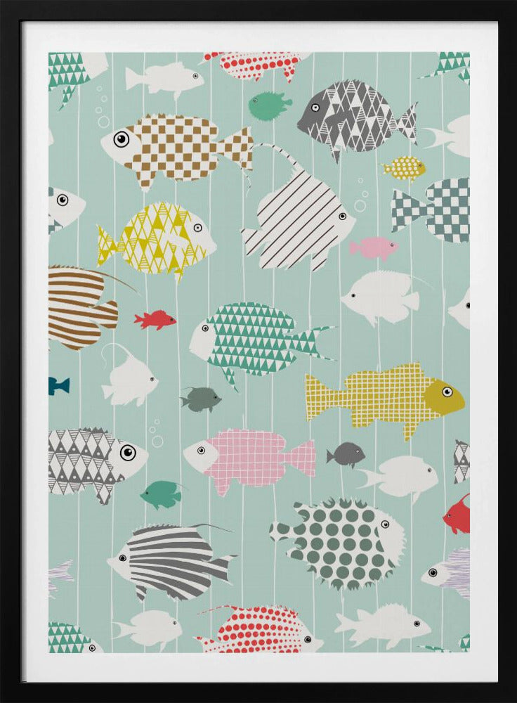 Frischer Fisch auf Minzmuster | Poster