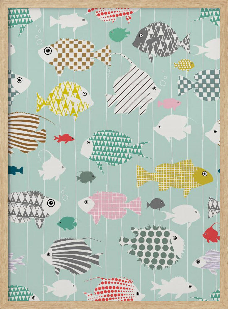 Frischer Fisch auf Minzmuster | Poster