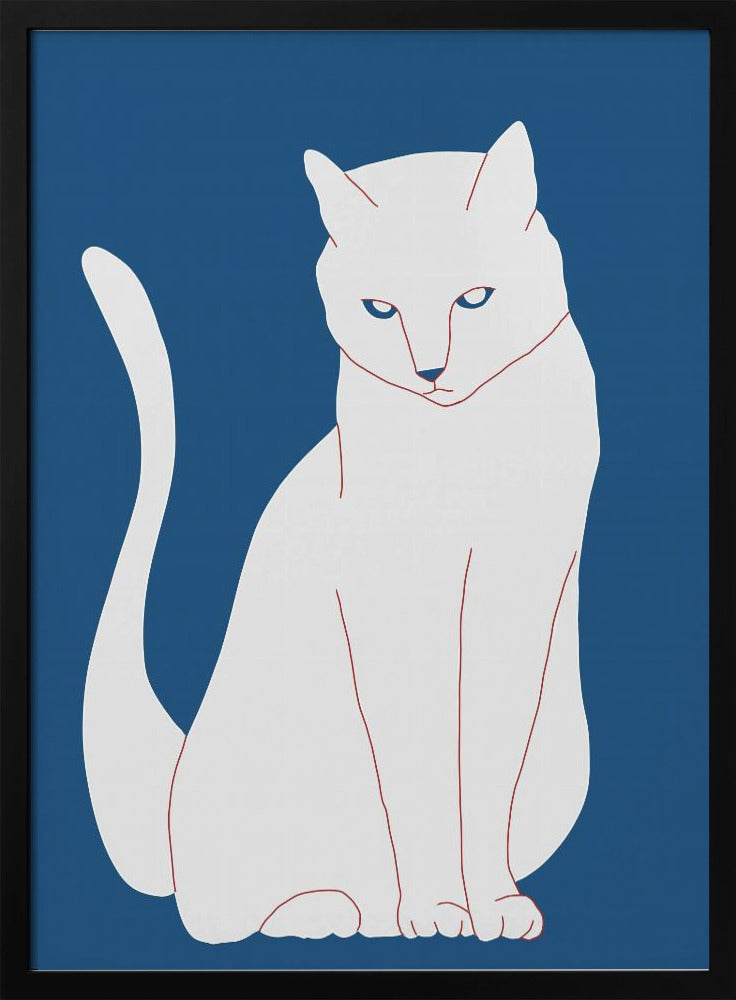 Weiße und blaue Katze | Poster