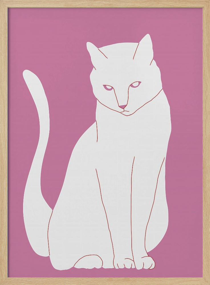 Weiße und rosa Katze | Poster