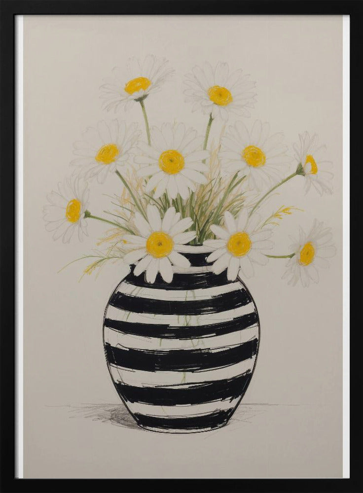Striped Vase Daisies | Poster