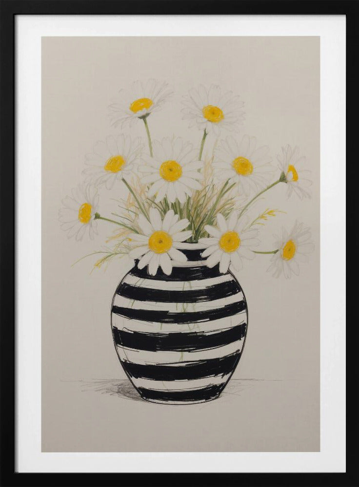 Striped Vase Daisies | Poster
