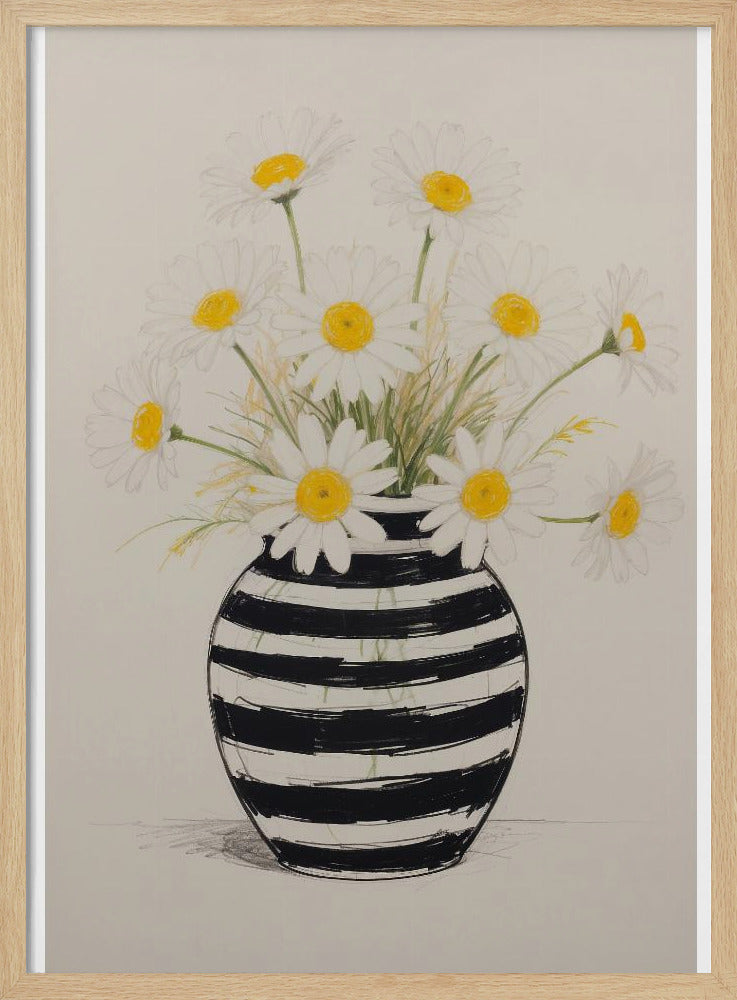 Striped Vase Daisies | Poster