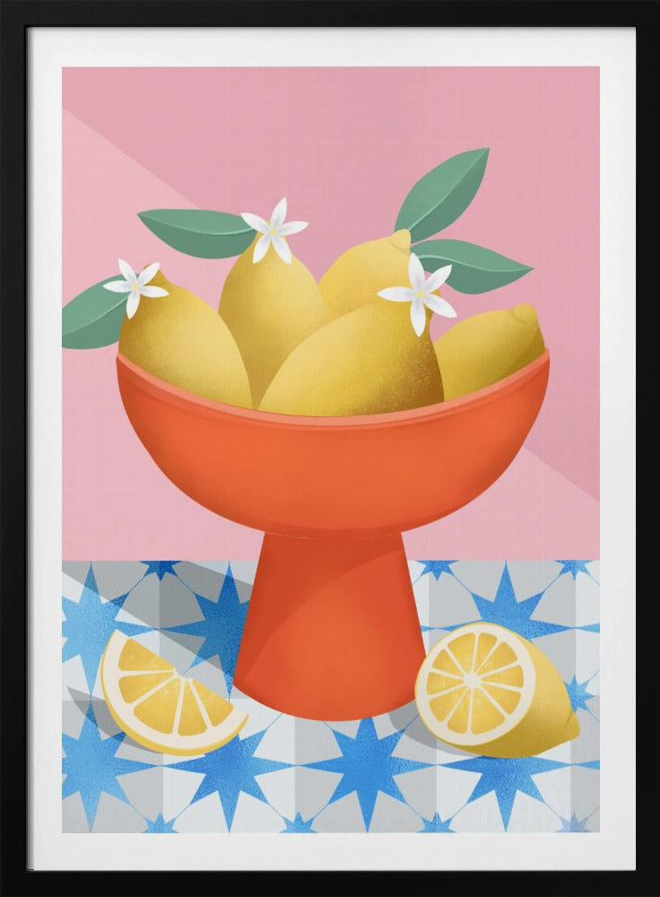 Zitronen in einer roten Schale | Poster