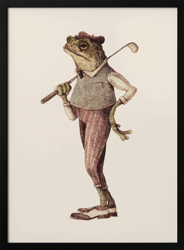 Frosch in Vintage-Golfkleidung | Poster