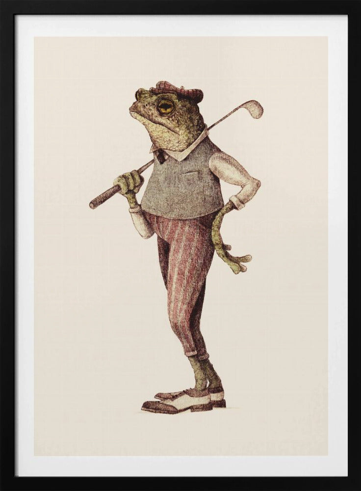 Frosch in Vintage-Golfkleidung | Poster