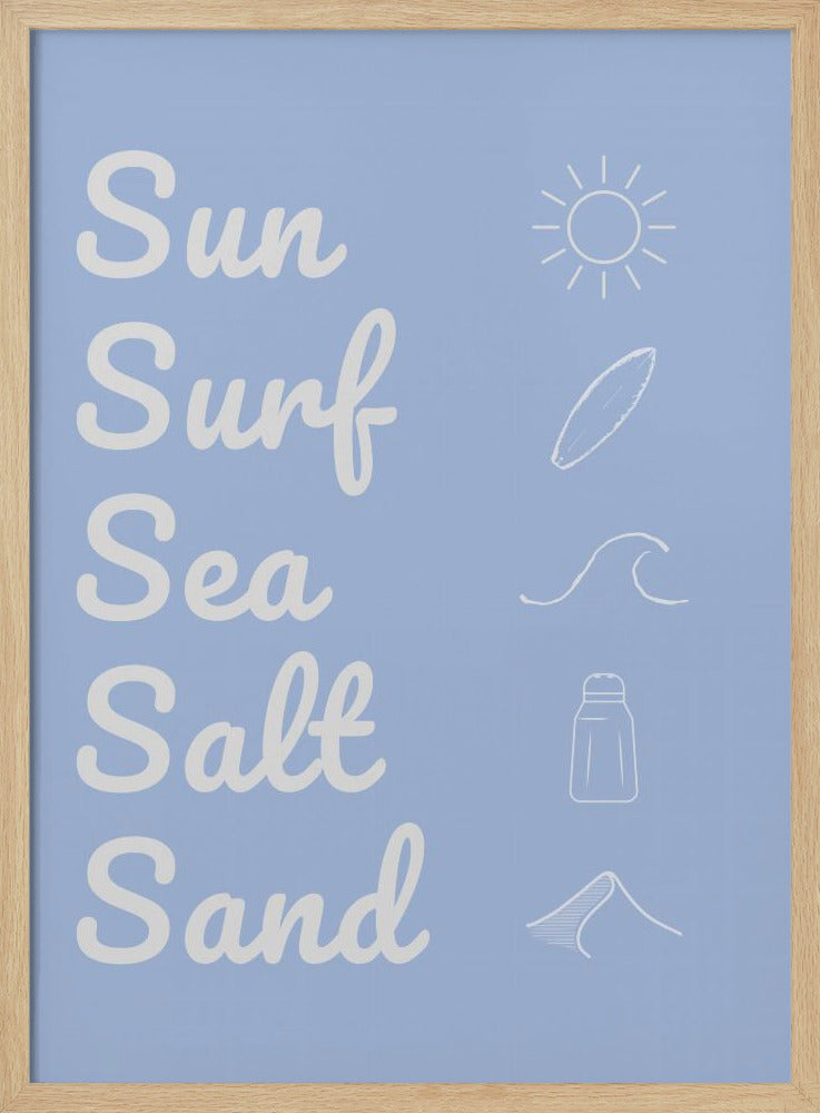 Sonne, Brandung, Meersalz, Sand, Hellblau | Poster