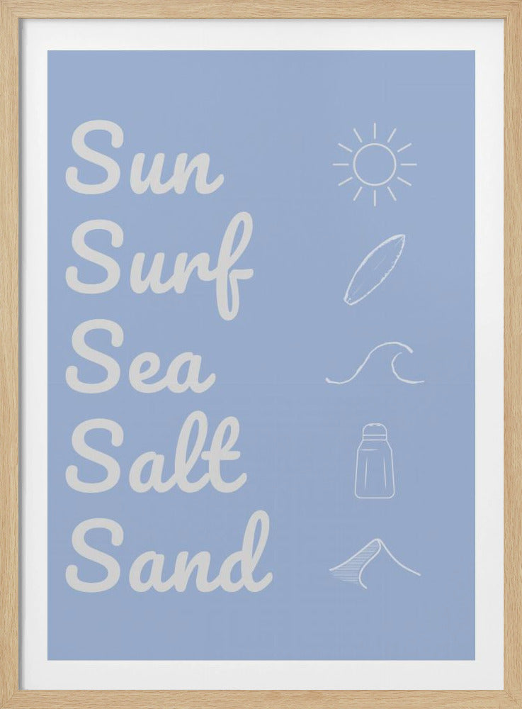 Sonne, Brandung, Meersalz, Sand, Hellblau | Poster