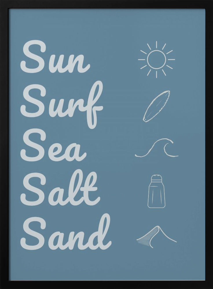 Sonne, Brandung, Meersalz, Sand, Dunkelblau | Poster