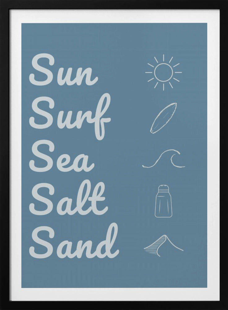 Sonne, Brandung, Meersalz, Sand, Dunkelblau | Poster
