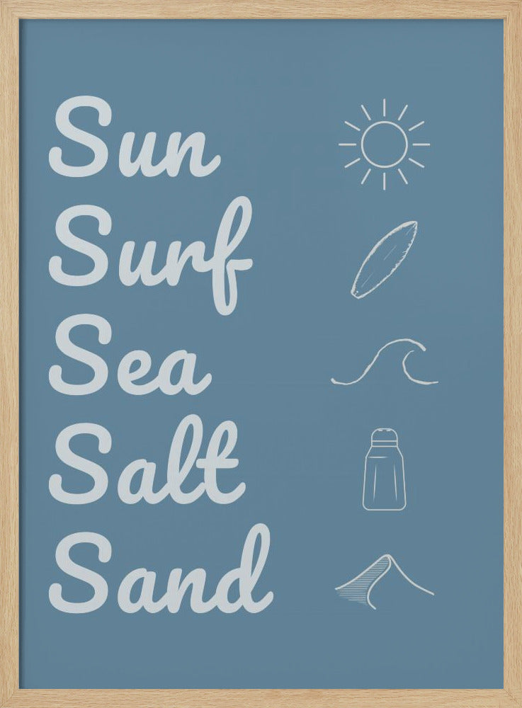 Sonne, Brandung, Meersalz, Sand, Dunkelblau | Poster