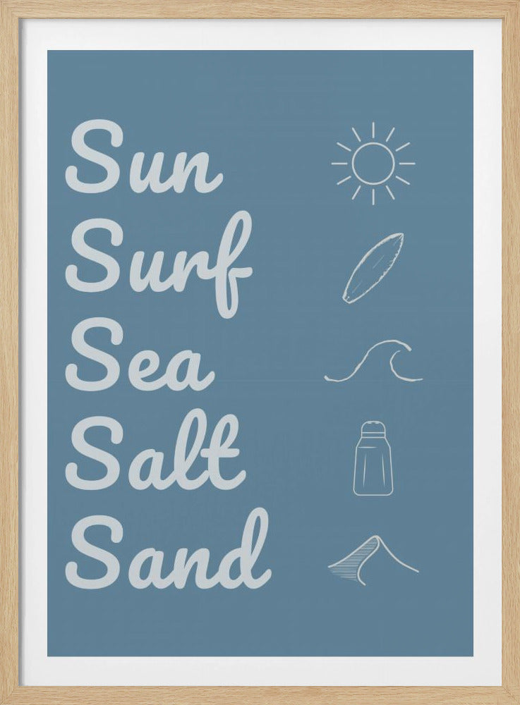 Sonne, Brandung, Meersalz, Sand, Dunkelblau | Poster