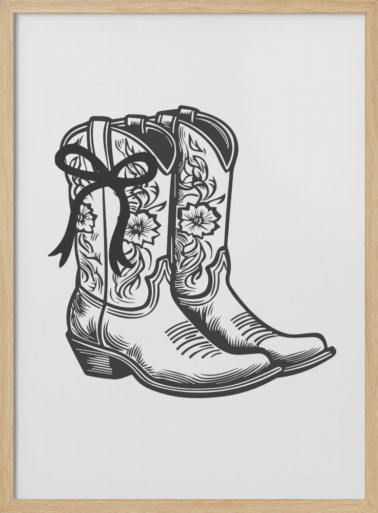 Black Cowgirl Boots with Bow | Poster