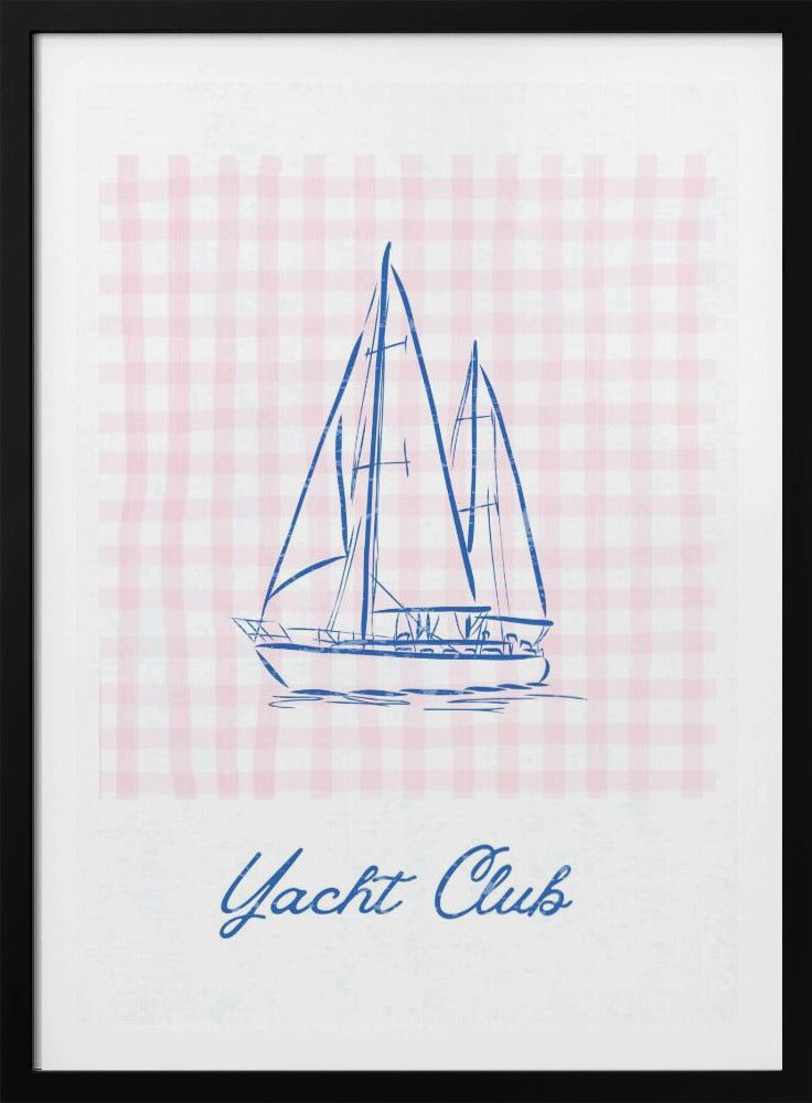 Minimalist Blue Line Drawing of a Yacht | Poster
