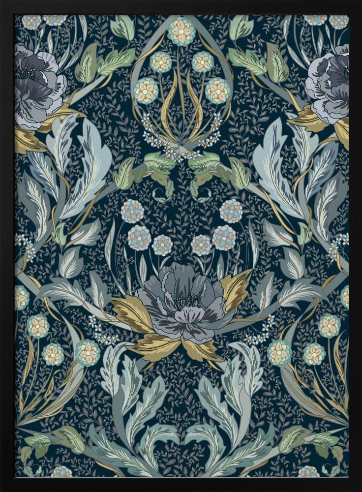 Floral Heritage Morris Mondschein blaues Muster | Poster